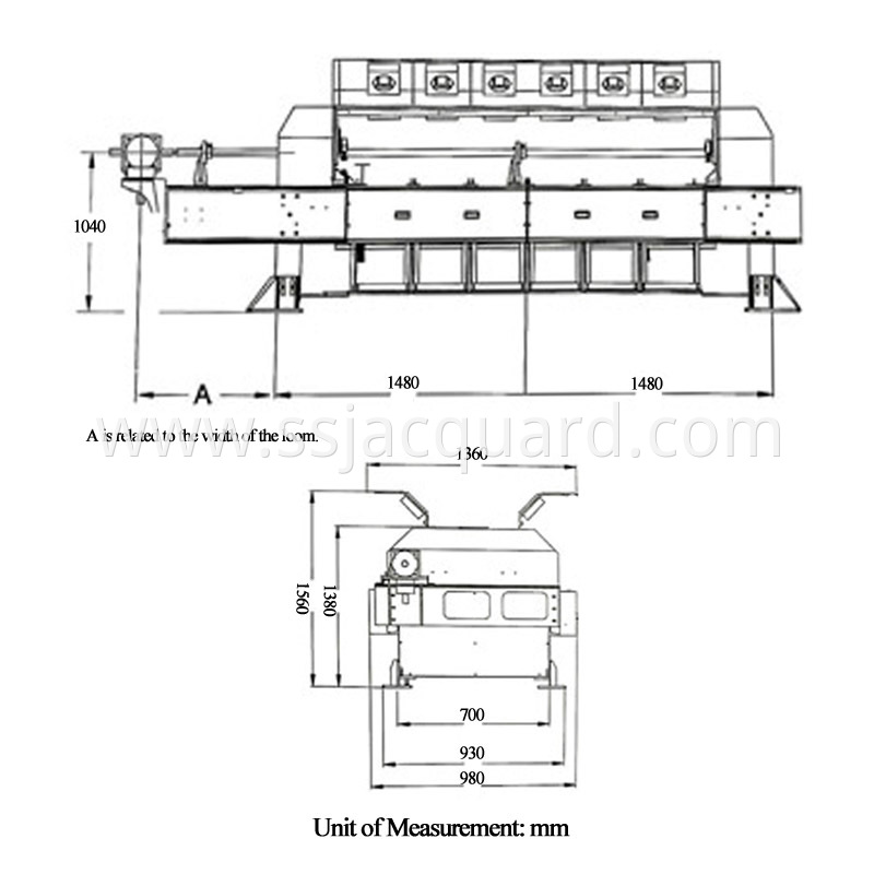 Electronic Jacquard Loom 5120 Hooks Chain Drive Size Parameter